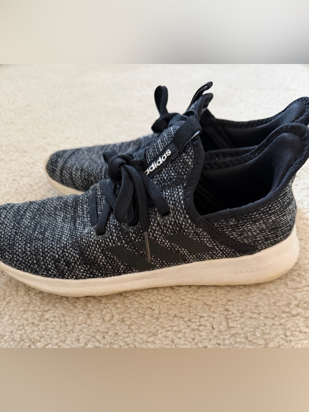 Adidas Women’s Black and White Knit Cloudfoam Running Shoes